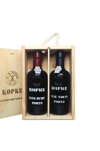 Kopke Kistje met 2 halve flesjes Ruby en Tawny Port (375 ml.)